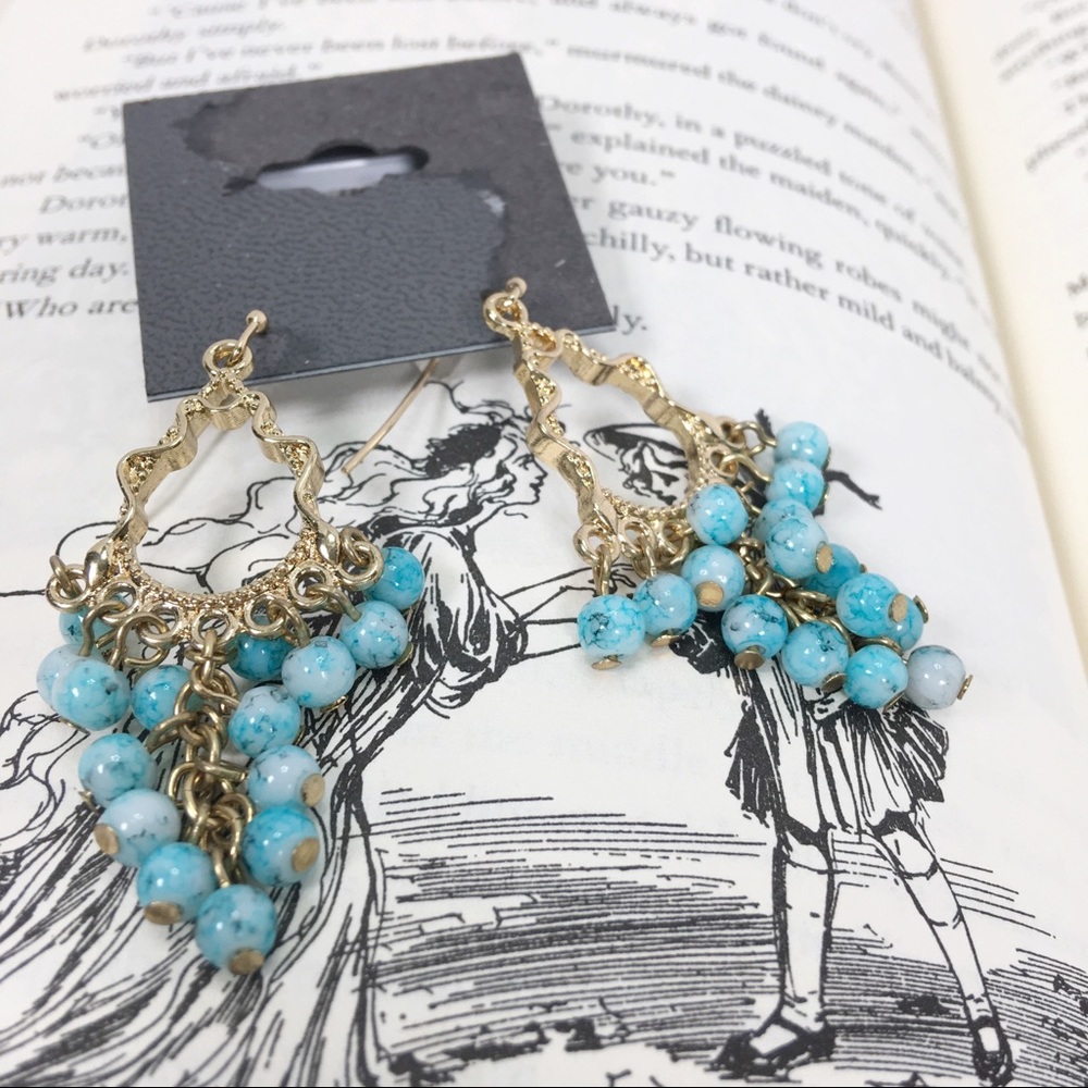 Express dangle earrings gold turquoise - Picture 3 of 5